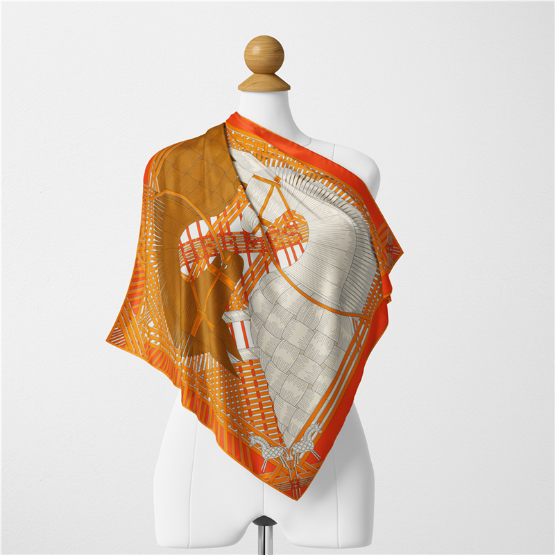 Foulard carré imprimé double cheval pour femme, foulards Twill Injplanchers f, enveloppes bandana, petit hijab, Lady aught sauna band, bandeau de la présidence, 53cm