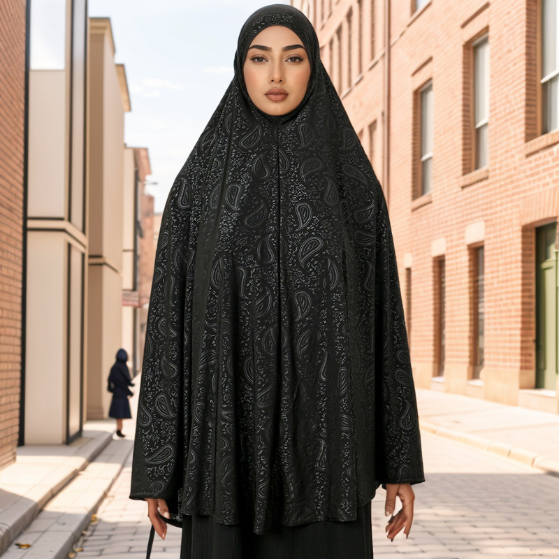 Femmes Paisley Hijab Long châle couleur unie Abaya couverture complète musulman noir Turban bandeau cajou imprimé Foulard robe