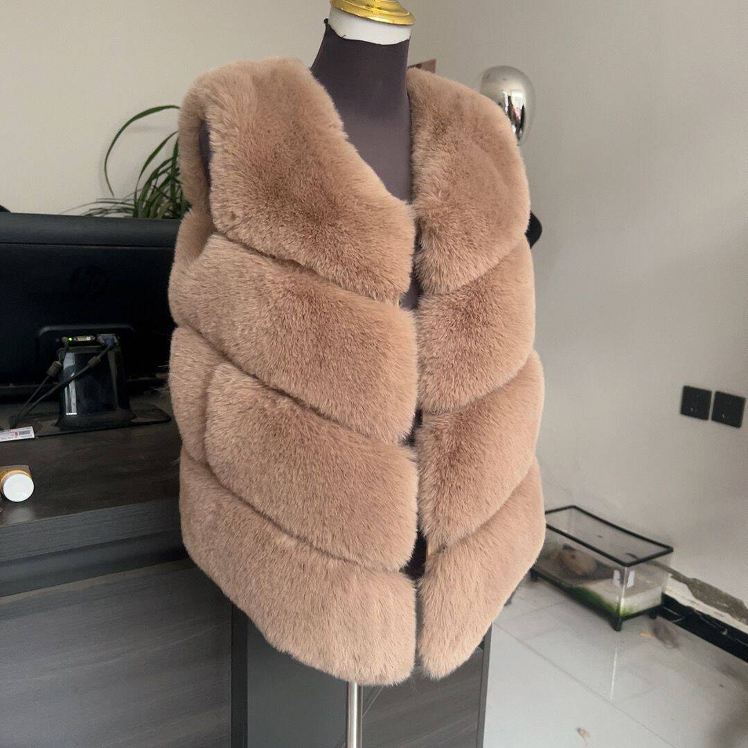 Blouse d'hiver pour femme avec fourrure, gilet en fausse fourrure, veste moelleuse, manteau épais en fourrure synthétique pour femme, gilet en fourrure