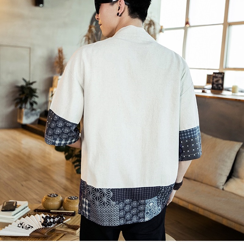 Japonais hommes Cardigan Kimono traditionnel japonais samouraï vêtements Streetwear Yukata homme chemise Haori hommes Kimono chemise 4XL 5XL