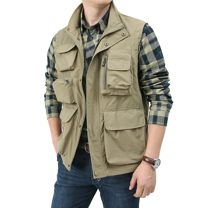 Gilet sans manches avec de nombreuses poches pour homme, gilet de voyage, de pêche, de randonnée, pour photographe, 5XL