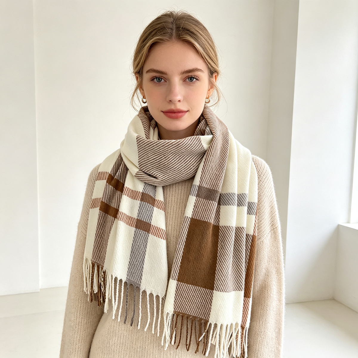 Écharpe de luxe chaude pour l'hiver, châle pashmina à franges, écharpe en imitation cachemire pour l'automne, couverture élégante pour femmes
