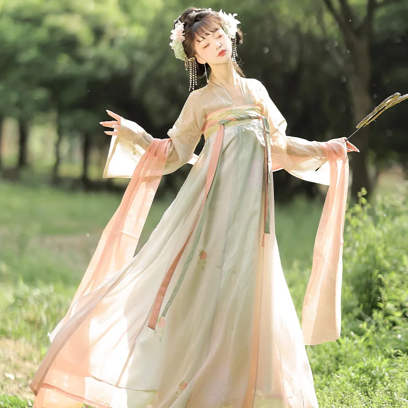 Costume ancien Hanfu traditionnel chinois pour femmes, robe de princesse de la dynastie Han, jupe élégante de danse de la dynastie Tang, 2025