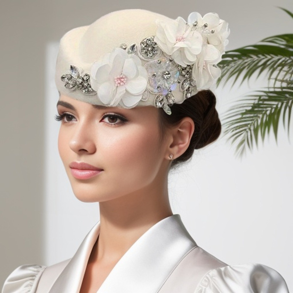 Chapeaux de mariage rétro, Cocktail, soirée, danse, hôtesse arabe, casquette blanche, casquette de Cosplay d'église, chapeau en feutre doux au toucher, élégant