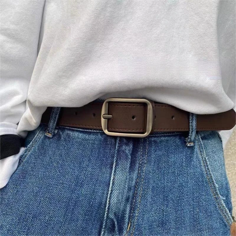 Ceinture en cuir PU de haute qualité pour femmes, ceinture vintage noire et marron, ceinture décontractée tendance pour jeans, pantalons, tenues quotidiennes