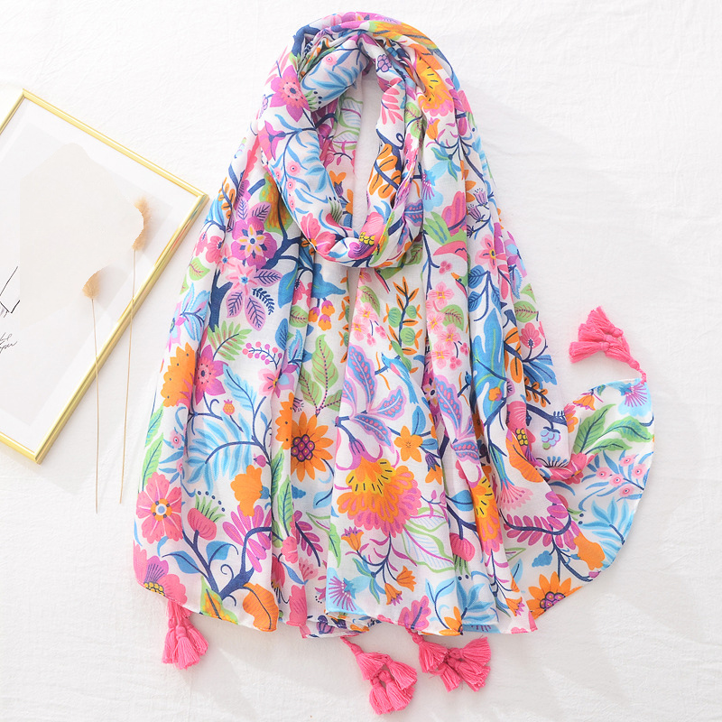 Écharpe de marque florale Designers de luxe nouveau Style femmes foulards élégants châles de câlin rose violet écharpe Bandana châles de conception de mode