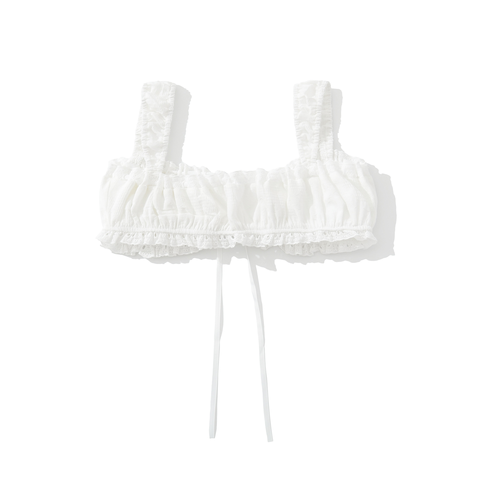 Plage dentelle blanche pansement laçage nœud froncé poitrine Camisole Sexy femmes sangle élastique Corset débardeurs fille Sexy mince haut court