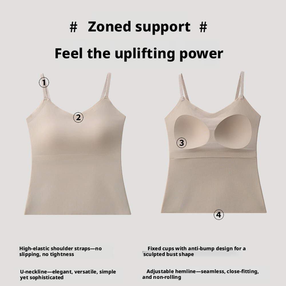 Débardeur long femme tendance à col en V, dos élégant, avec soutien-gorge intégré et bonnets fixes, pour l'été, à porter seul ou en sous-vêtement
