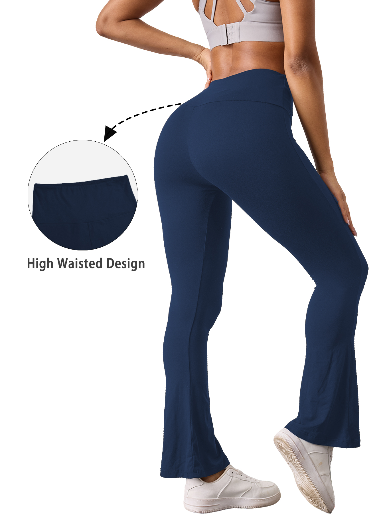 Pantalons de yoga évasés taille haute pour femmes avec bas de jambe évasé. Parfait pour le yoga ou les occasions décontractées.