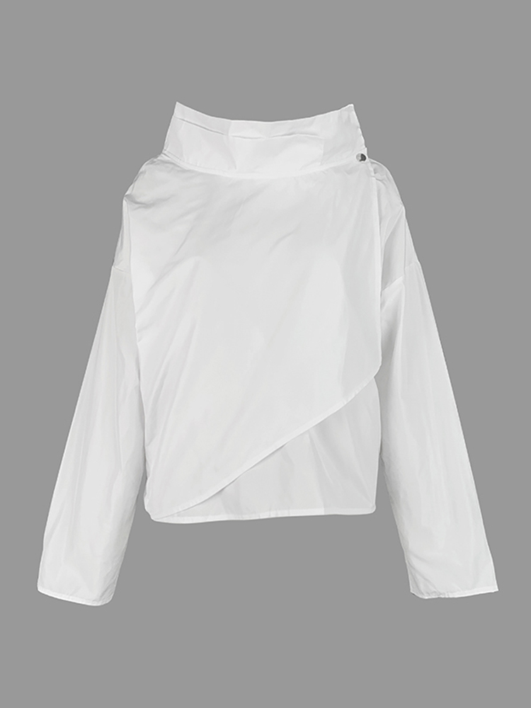 Veste d'automne pour femmes, col haut, manches longues, coupe ample, manteau, couleur unie, asymétrique, Cool, vêtements d'extérieur pour femmes
