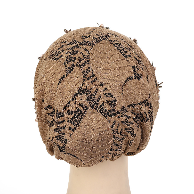 Casquette turban brodée de perles pour femmes, sous-écharpe musulmane
