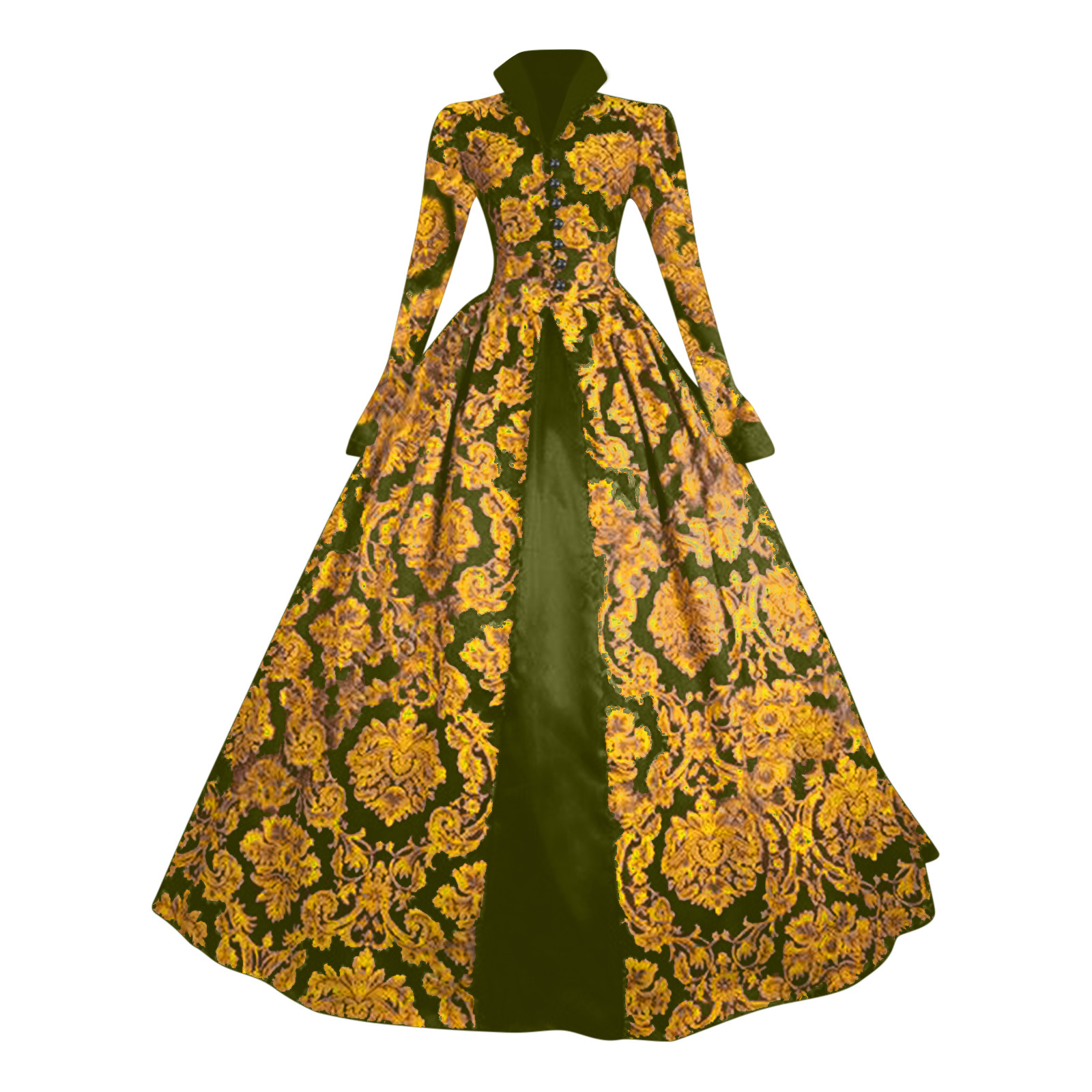 Robe de soirée victorienne pour femme, style bohème vintage, robe de bal médiévale, col montant, manches longues, longueur ras du sol, robe formelle