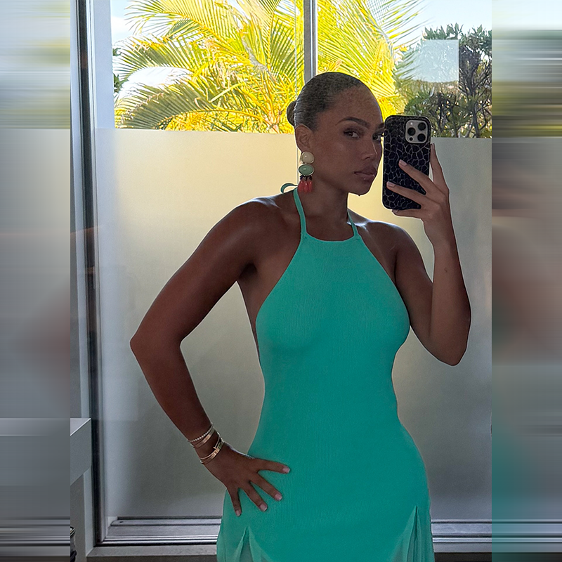 Robe longue sirène élégante turquoise à col halter, chic, sans manches, dos nu, moulante, nouvelle collection 2026, pour occasions formelles et vacances d'été