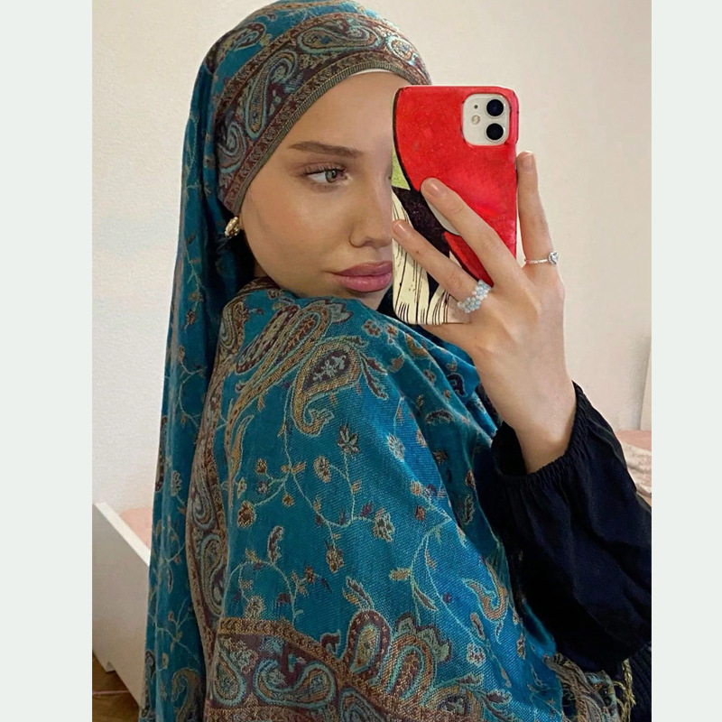 Nouvelle marque automne Pashmina châle dame Wrap Foulard chaud hiver foulards musulmans conception imprimer femme Foulard coton étoles écharpe