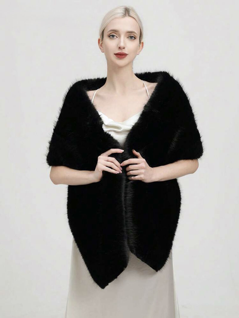 Mode luxe fausse fourrure de renard châle bureau fête Banquet Cheongsam robe de mariée Cape automne hiver femmes Poncho longue écharpe