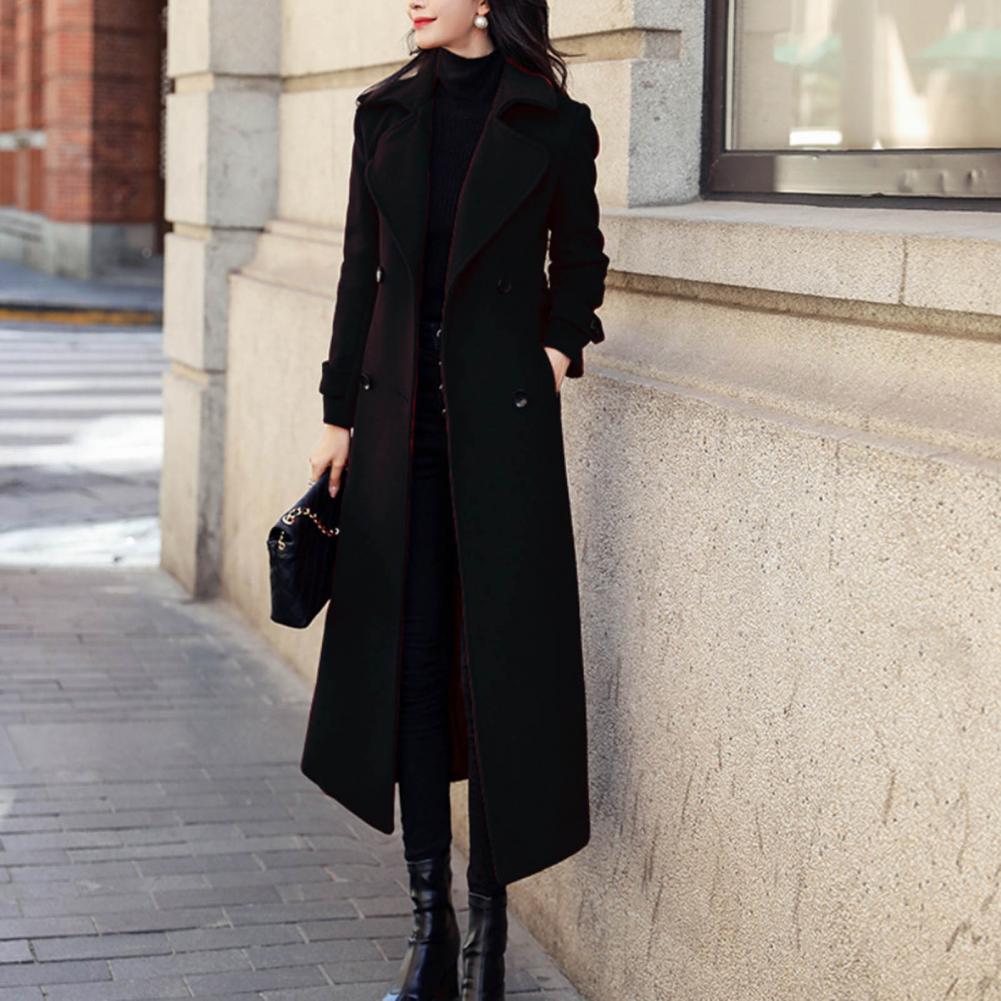 Manteau en laine pour femme, style français décontracté, hiver 2026, élégant, double boutonnage, col vintage, rouge, 80% laine