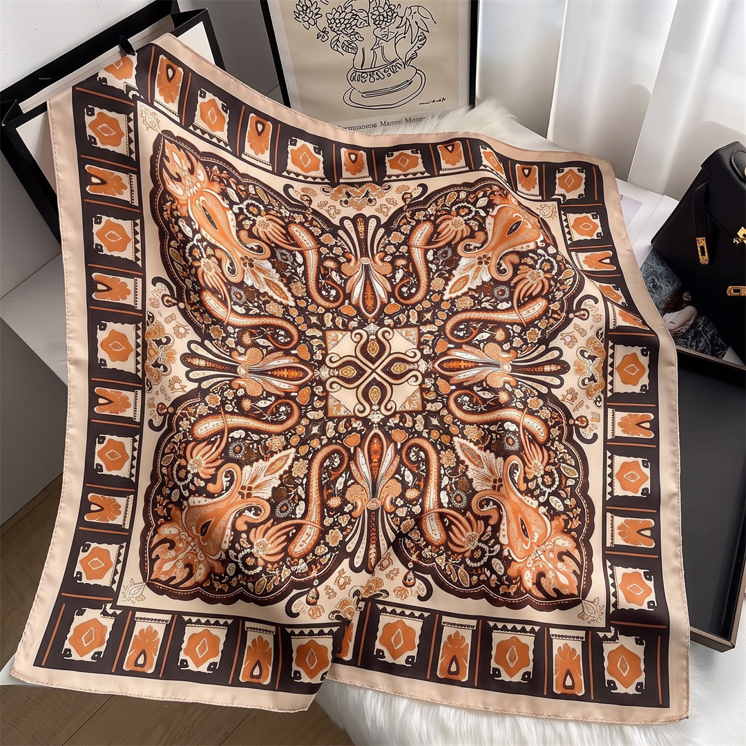 Nouveau Foulard Carré en Soie pour Femme, Marque de Luxe, 90 cm, Imprimé Satiné, Hijab, Écharpe, Paréo, Bandana, Châle, Bandeau, Foulard Musulman