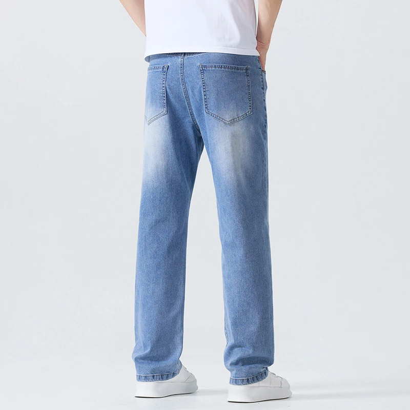 Jean droit fin d'été pour hommes, pantalon doux et respirant, marque masculine, confortable, Business, pantalon en Denim ample