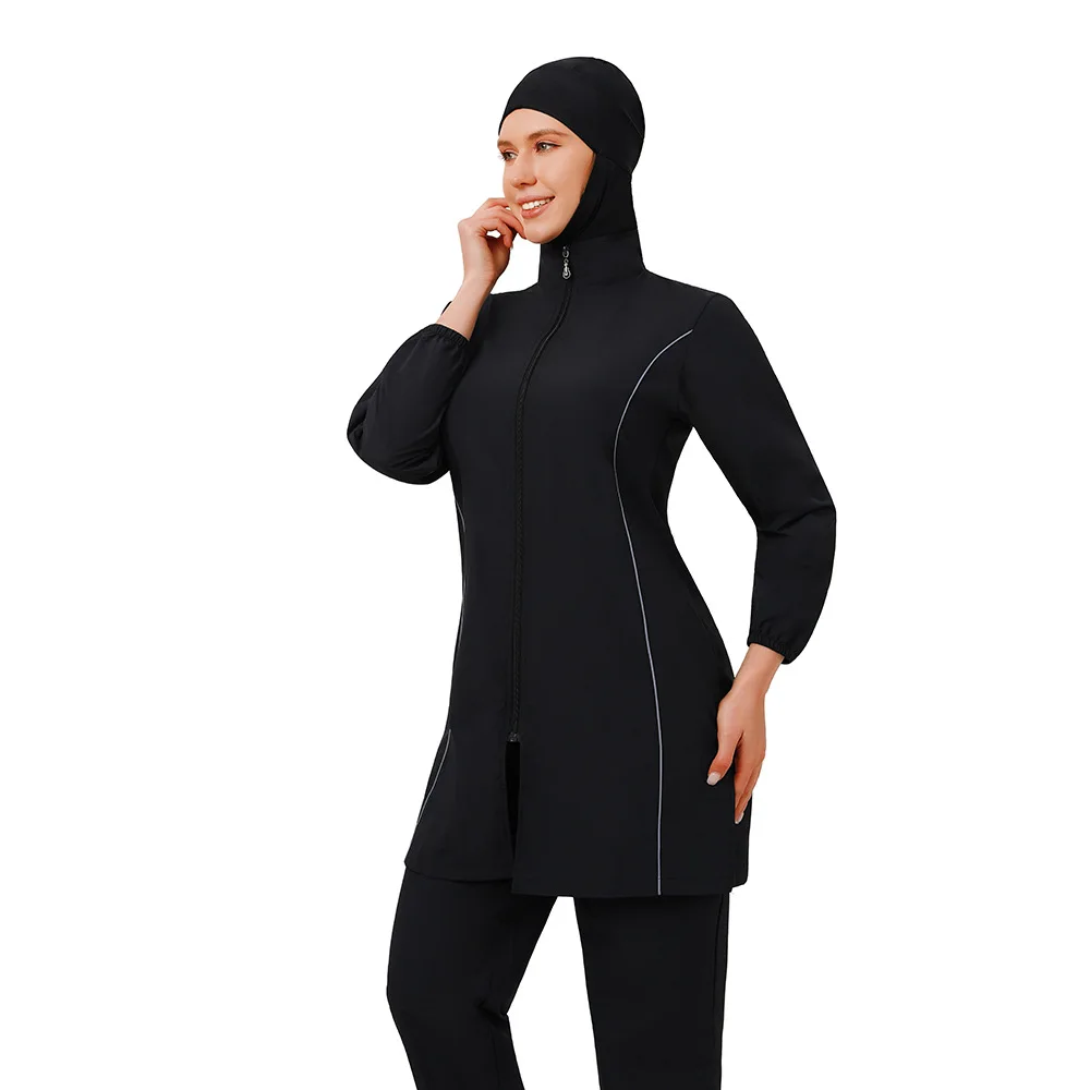 Ensemble de 3 pièces de maillots de bain modestes musulmans pour femmes, Burkini, Abayas, Hijab, manches longues, couvrant entièrement le corps, tenue de bain islamique