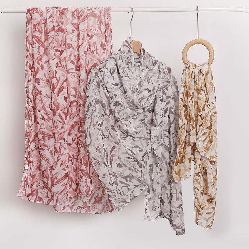 Nouveau Foulard en Chiffon Imprimé avec Perles, Écharpe Malaisienne, Châles, Voiles Arabes pour Musulmanes, Foulard Floral, Tudung Bawal