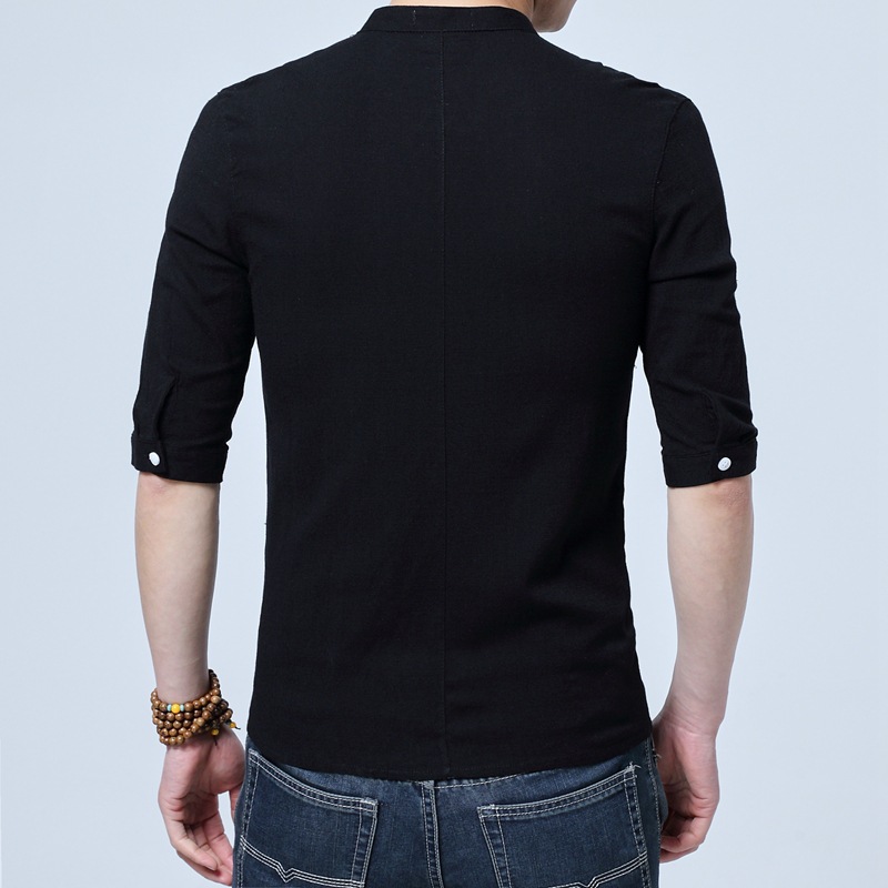 Vêtements traditionnels chinois pour hommes, manches mi-longues, coton, lin, chemises de style chinois, chapelle de Kung Fu Tai, style trempé Tang, CN-026 en Y