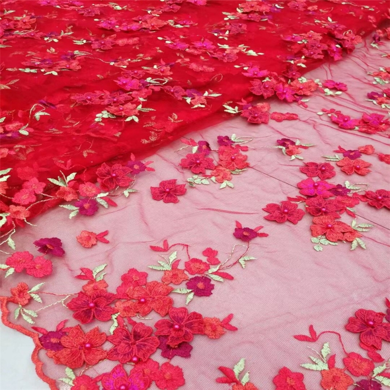 Tissu en dentelle de luxe brodé de fleurs en maille, style africain, haute qualité, fait main, appliqué 3D, pour robes de mariée 2026