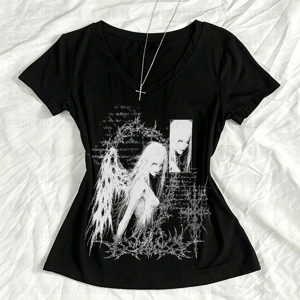 Vêtements grunge pour femmes, vêtements féminins à manches longues, style Shoujo Girl, t-shirts pour bébés, tops Y2k, t-shirts pour femmes, Harajuku Kawaii Kpop