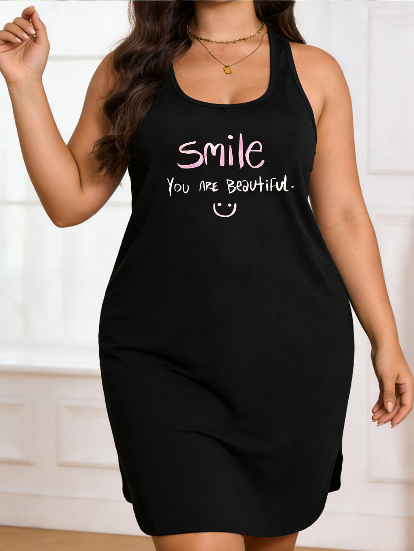 Robe chemisier grande taille pour femme, motif géométrique extensible et doux - Style décontracté à col rond pour l'été, lavable en machine, confortable
