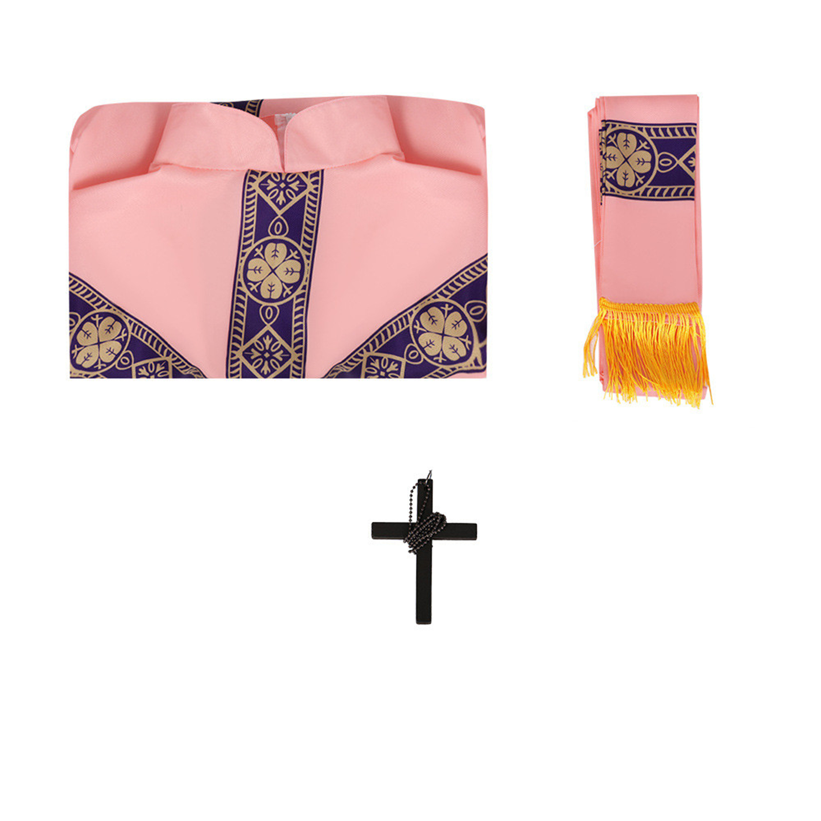 Chasubles de prêtre catholique pour hommes et femmes, avec étole et croix, Robe de gilet de masse pour père d'église catholique traditionnelle