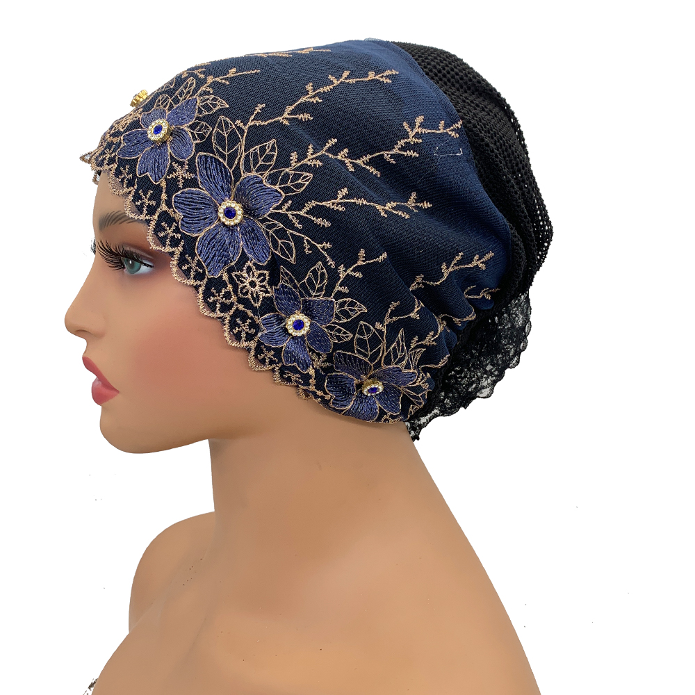 Casquette Turban brodée pour femmes, bandeau d'été respirant, Bonnet musulman sous écharpe, chapeau de chimio contre le Cancer, Turbante mujer