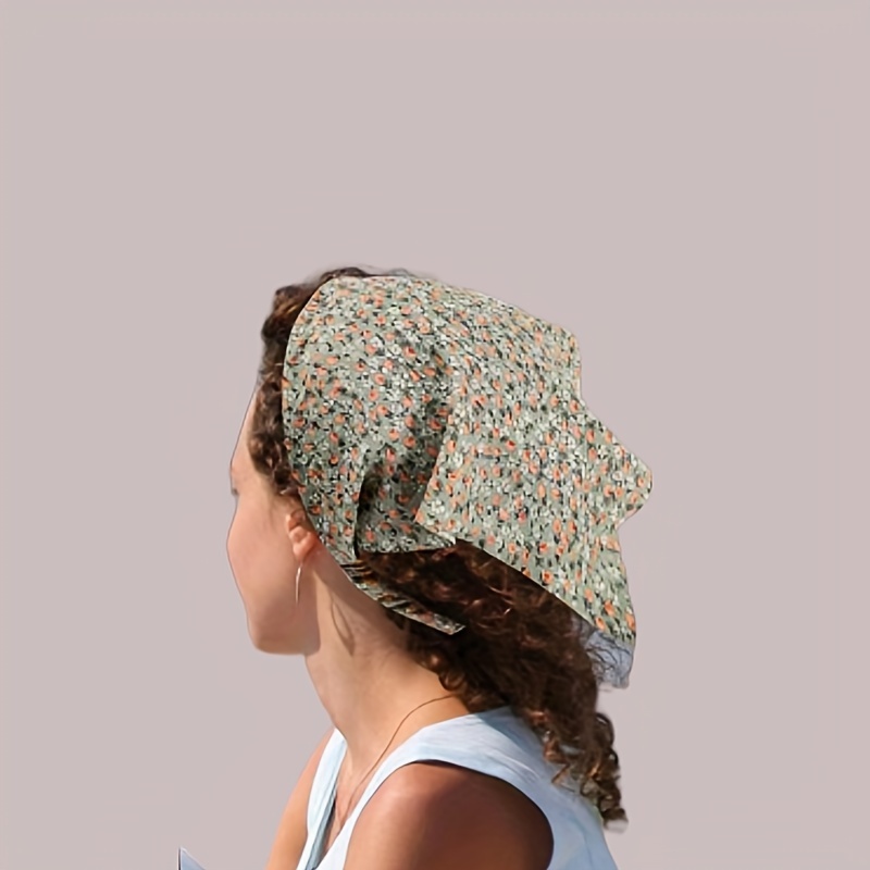 Lot de 4 bandeaux triangulaires tendance en mousseline, élastiques, pour le sport, à motifs floraux mignons