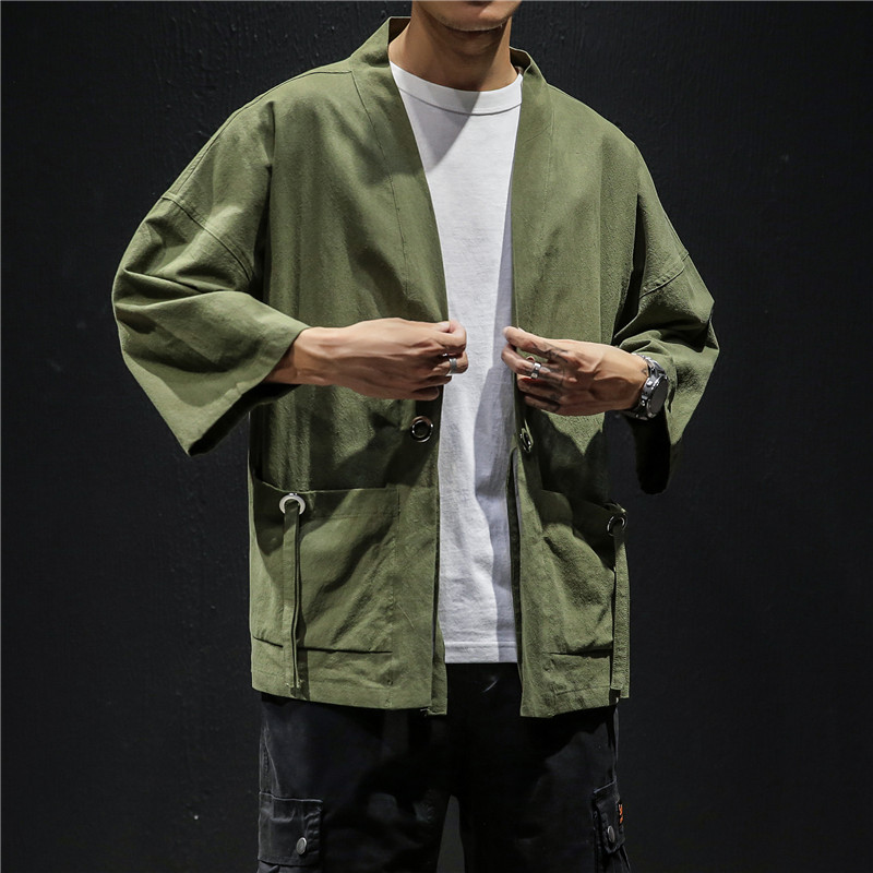 Cardigan Kimono Traditionnel Japonais Rétro en Coton et Lin, Vêtements de Samouraï, Style Chinois, Haori EntreMiStreetwear, Grande Taille 4XL 5XL