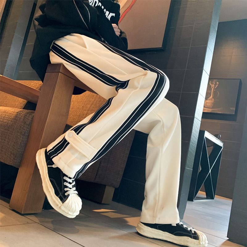 Automne hiver pantalons décontractés élégants pour hommes Style de rue américain mode coupe ample jambe droite hommes vêtements