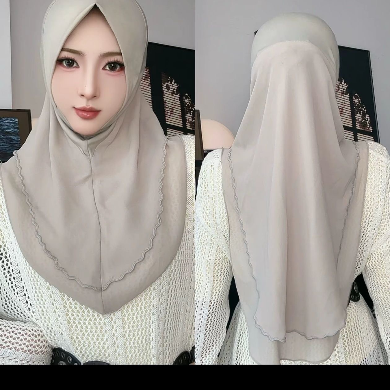 Hijab en mousseline d'été facile à porter, style queue d'hirondelle, pour femmes musulmanes