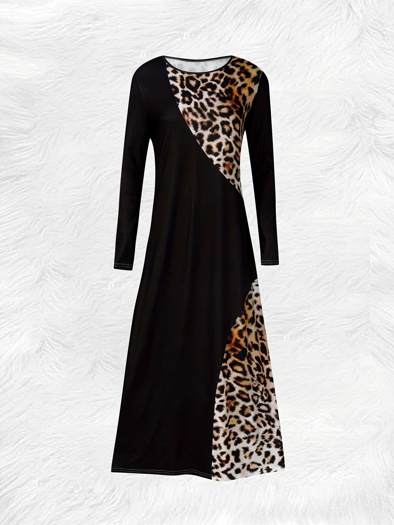 Robe à manches longues pour femme, style décontracté pour les vacances, robe midi fluide avec ceinture, couleur unie, robe tendance été automne