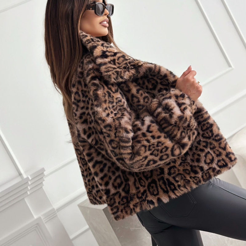 Décontracté vêtements d'extérieur amples automne hiver femme hauts nouvelle mode imprimé léopard femmes manteaux vestes Cardigan vêtements