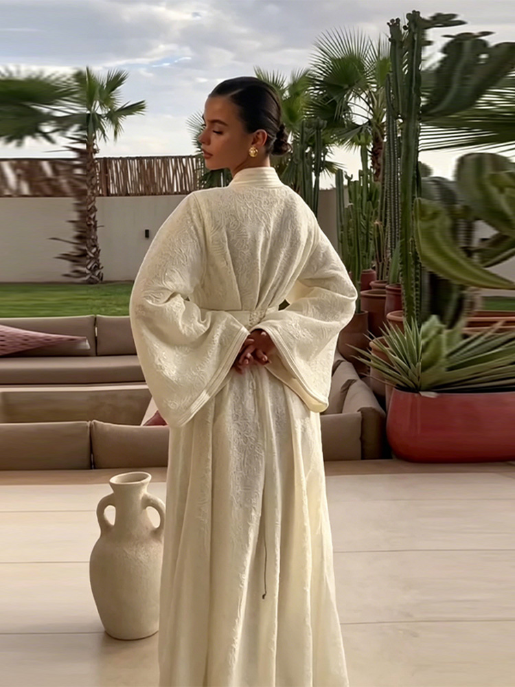 Nouvelle Robe Kaftan Bohème 2026 pour Femme – Tendance, Manches Longues avec Ceinture, Élégante et Discrète – Vêtements Féminins