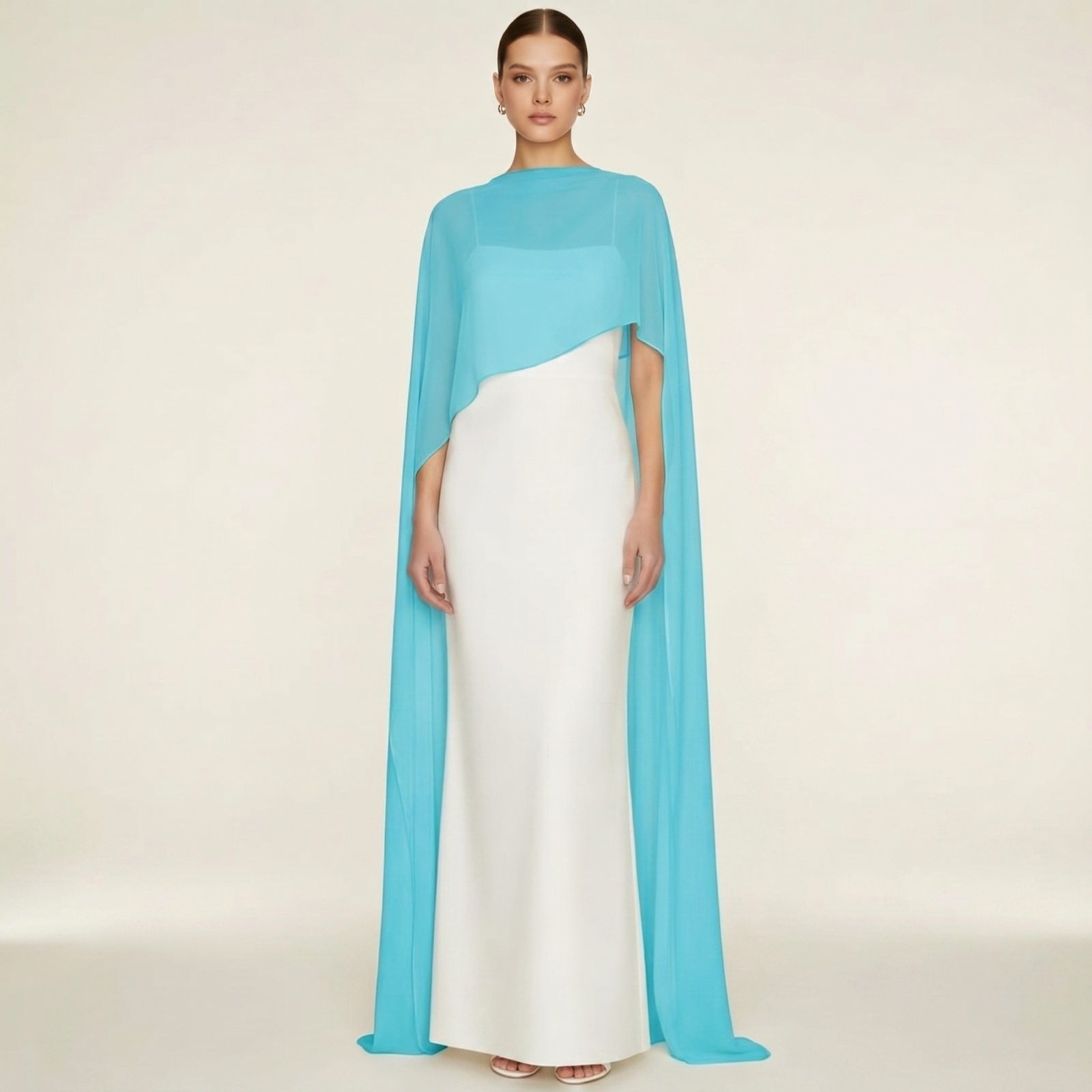 Cape en mousseline transparente pour femme, longue, élégante et légère, idéale comme châle ou couverture pour les soirées