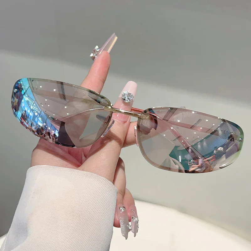 Nouvelles lunettes de soleil Y2K roses effet miroir pour femmes, monture carrée vintage en alliage argenté, tendance, sexy, pour l'extérieur, protection UV400