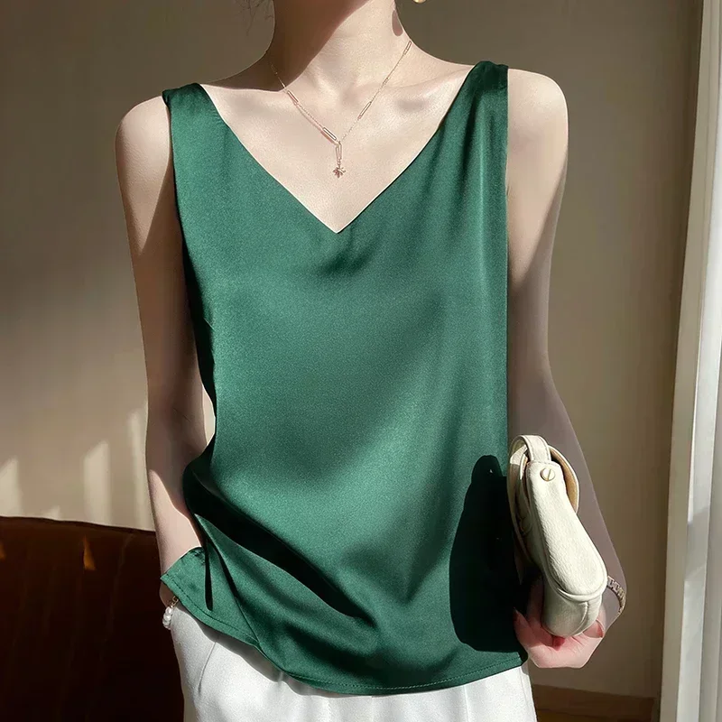 InjTop-T-shirt fin à bretelles sexy pour femmes, col en V, lettre imprimée, haut précieux, mode coréenne, document solide, été, offre spéciale, nouveau