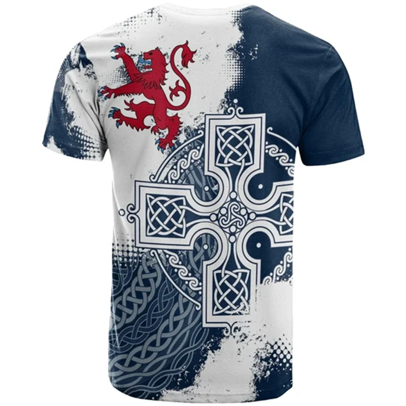 Écosse blason impression 3D Football hommes T-shirt col rond manches courtes t-shirts été Sport Gym mode tendance hommes T-shirt haut