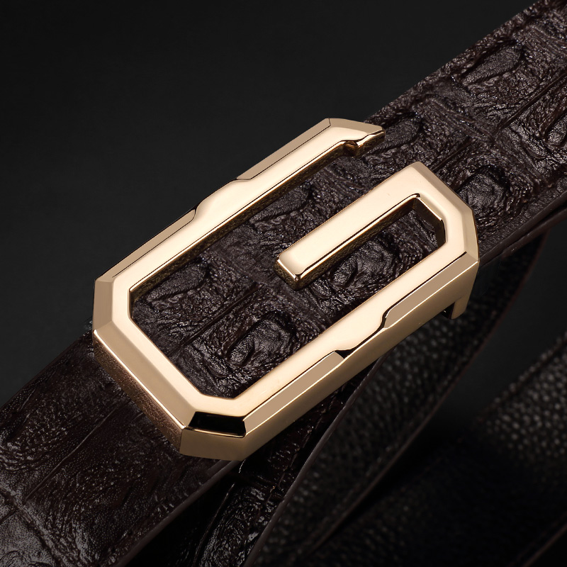 Ceinture g en cuir véritable pour homme, accessoire de luxe, de bonne qualité, classique, gris, décontracté