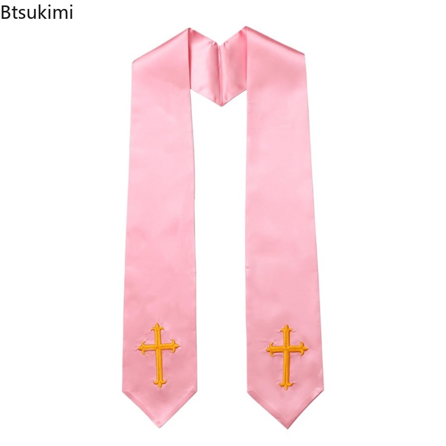 Étole de clergé double face pour adulte, haut de gamme, brodée d'une croix, pour mariage, église, chorale, ou occasions sacramentelles