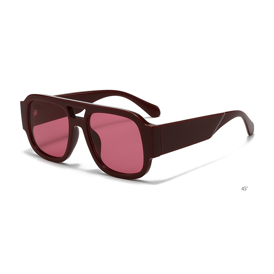 Lunettes de soleil carrées à Double pont pour femmes et hommes, couleur rouge, rétro, jambes larges, pour la conduite et la randonnée, UV400