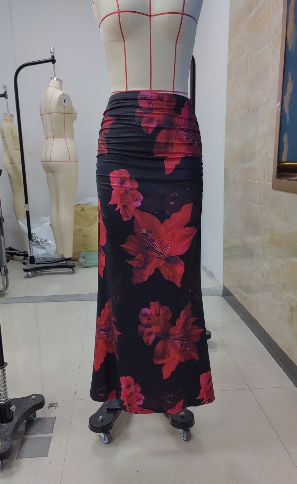 Jupe trapèze plissée pour femmes, Vintage, imprimé floral, froncée, moulante, été, loisirs, vacances, jupe longue