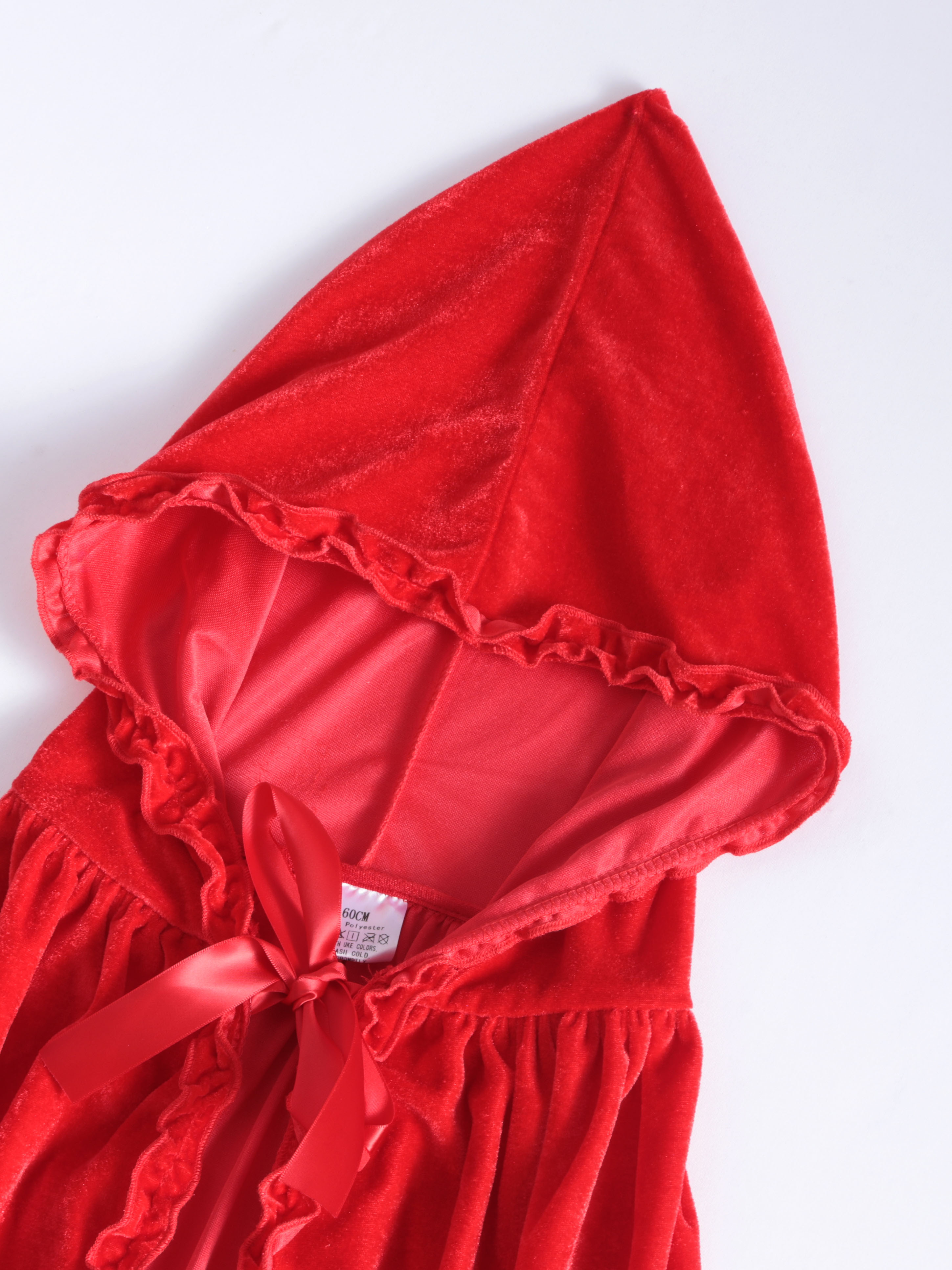 Cape en velours pour cosplay, petit chaperon rouge, dentelle, adaptée pour Halloween et Noël, 550550