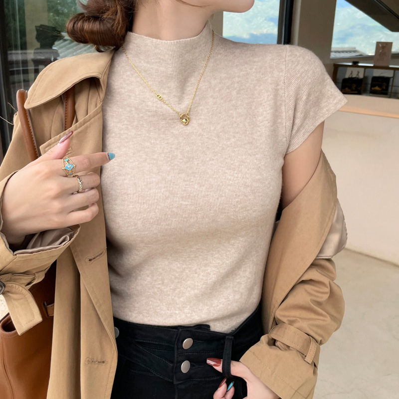 T-shirts élégants à col roulé pour femmes, collection Printemps-Été 2026, haut sexy transparent, coupe ajustée, pull décontracté, basiques streetwear féminins