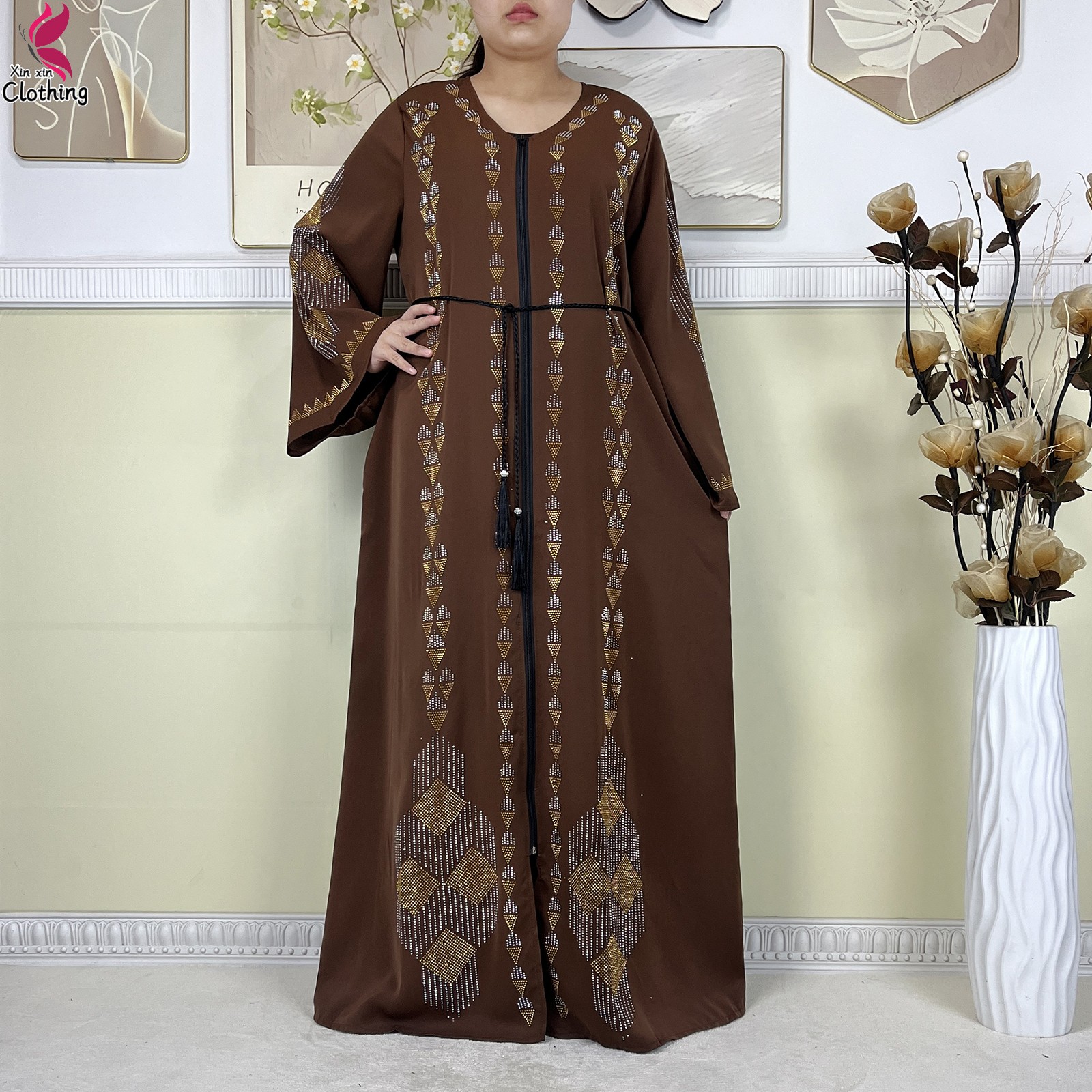Robes élégantes pour femmes, dernière mode 2025, manches longues, en mousseline de soie, robe de Dubai pour femmes, cardigan à fermeture éclair, abaya africaine, vêtements traditionnels