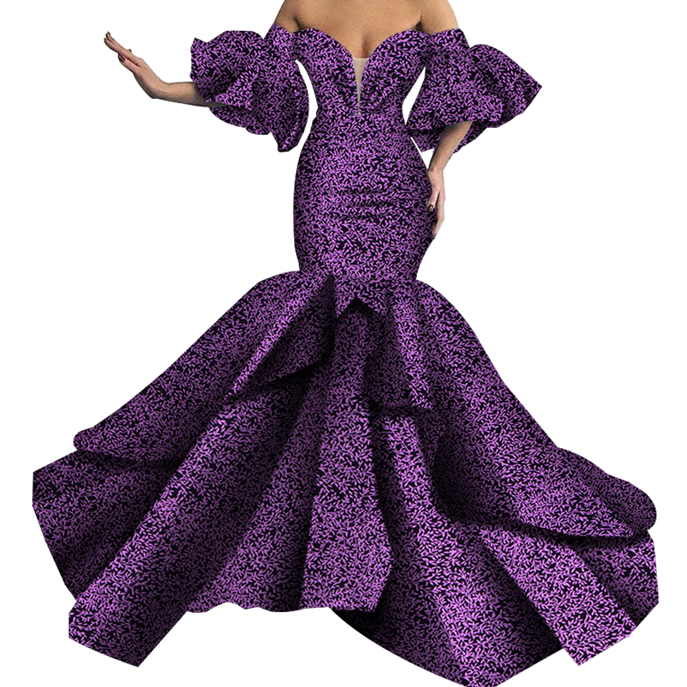 Bazin Riche-Robe longue de soirée pour femmes, imprimé africain, sexy, dashiki, sans bretelles, WY5613