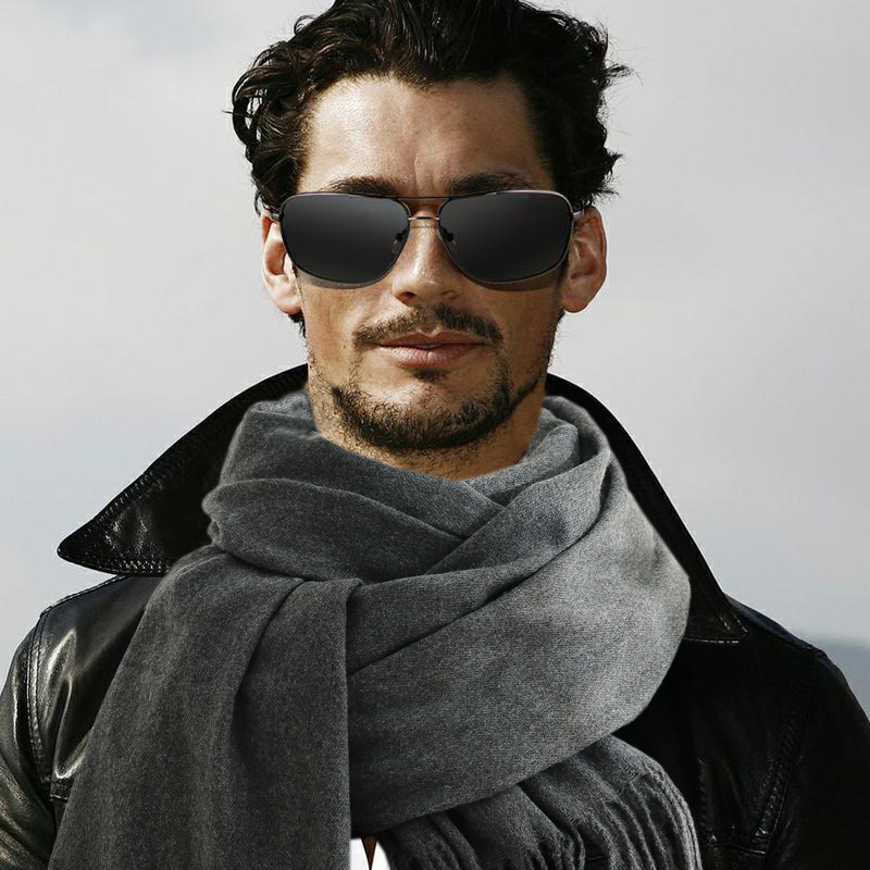 Écharpe de mode homme hiver chaud doux pour la peau longue silencieux avec gland cachemire enveloppes coupe-vent au jour froid unisexe Pashmina